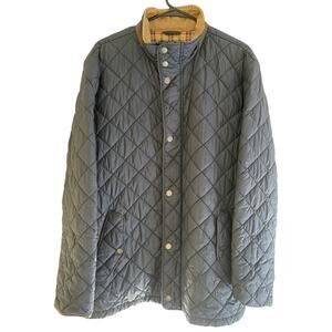 Brooks Brothers Diamond Quilted Coat Jacket Lined Zip Mens Size Large Navy READ